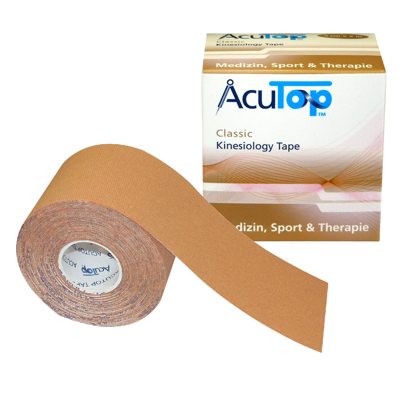 Acutop Classic Kinesiotape 5cm x 5m - Beige - Doos 12 rollen - Intertaping.nl