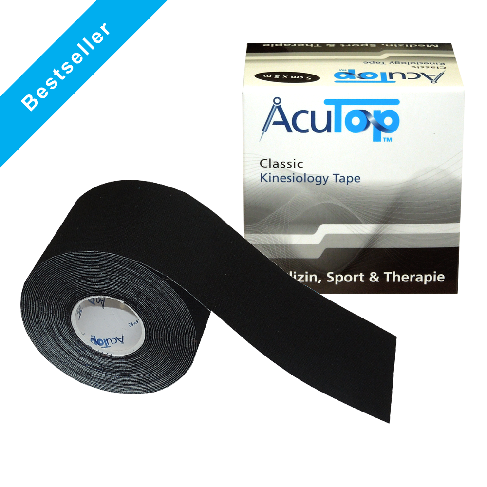 Acutop Classic Kinesiotape 5cm x 5m - Zwart - Doos 12 rollen - Intertaping.nl