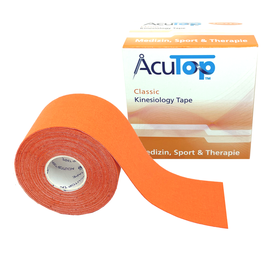 Acutop Classic Kinesiotape 5cm x 5m - Oranje - Doos 12 rollen - Intertaping.nl