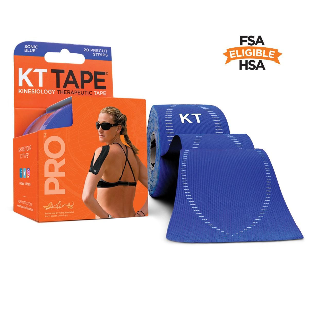 KT Tape Pro - Voorgesneden - Sonic Blue - 5cm x 5m - Intertaping.nl