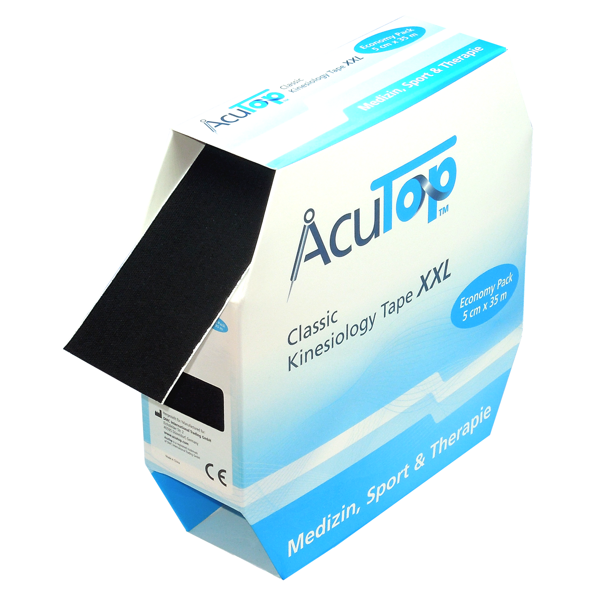 Acutop Classic Tape Jumbo - 5cmx35m - Zwart - Tape voor de huid - Intertaping.nl