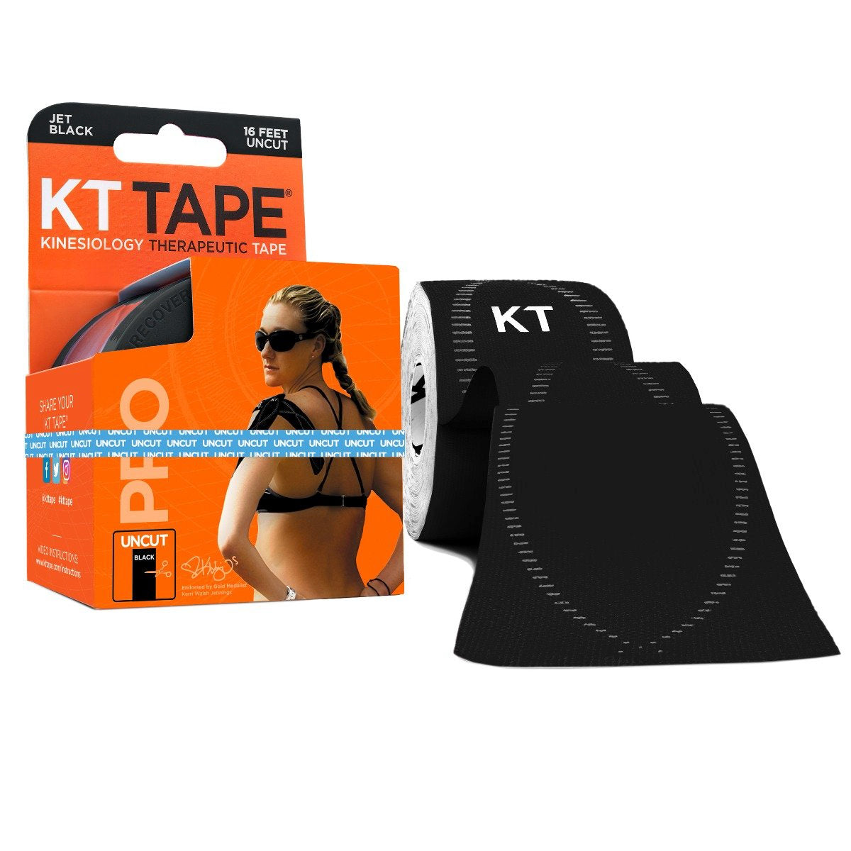 KT Tape Pro - Ongesneden - Zwart - 5cm x 5m | Intertaping.nl