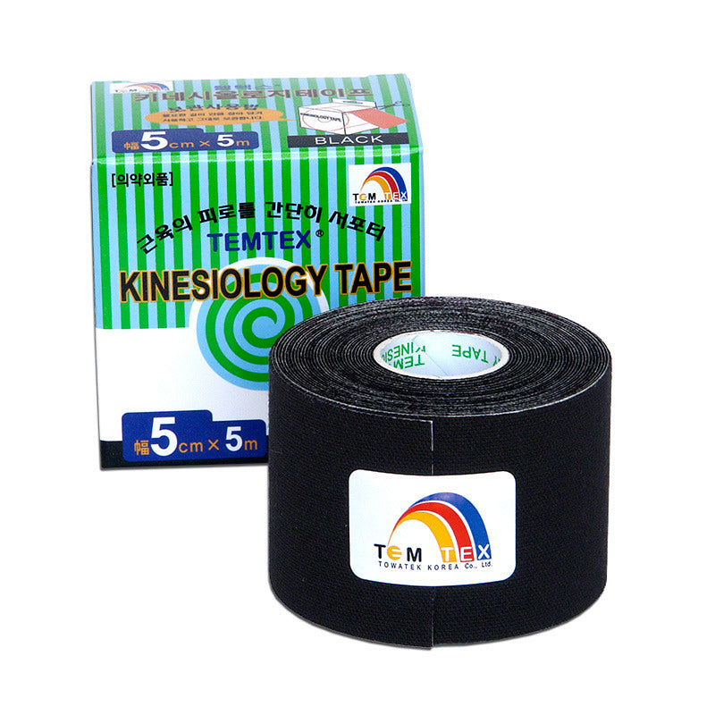 Temtex - Kinesiologie tape - Zwart - 5cmx5m - doos 6 Rollen